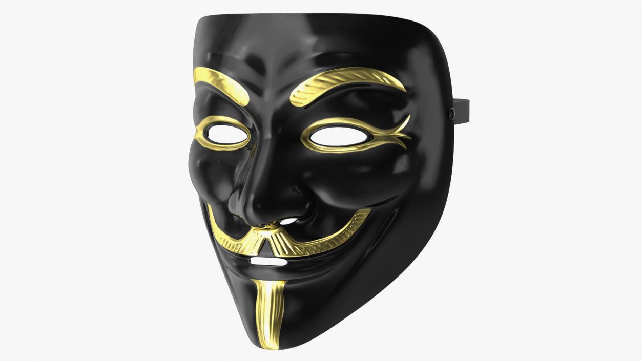 Anonymous Mask Black and Gold 3D model