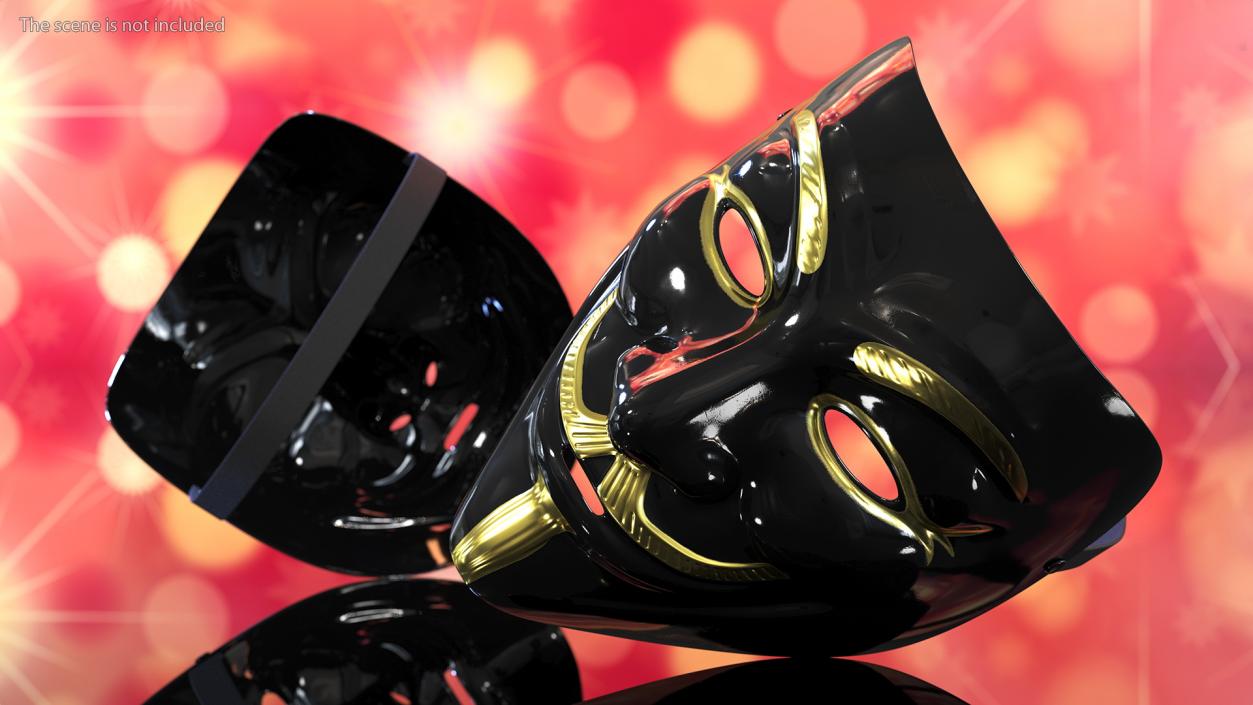 Anonymous Mask Black and Gold 3D model