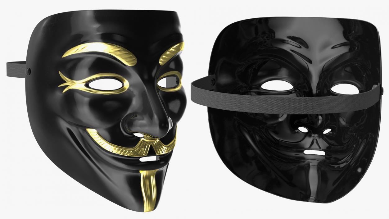 Anonymous Mask Black and Gold 3D model