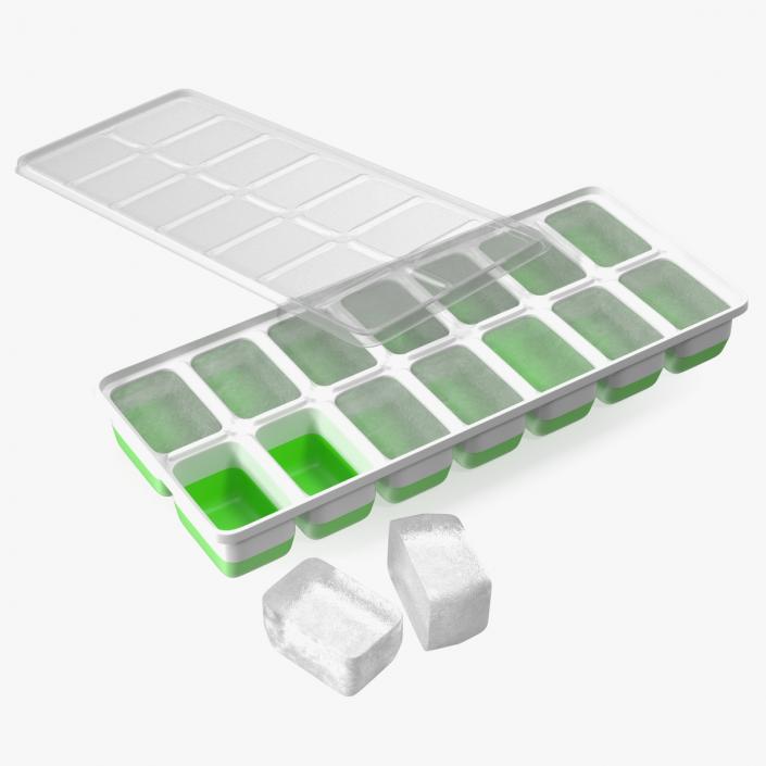 3D model Ice Cube Mold filled with Ice Green