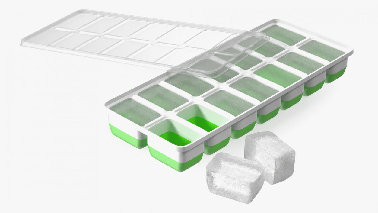 3D model Ice Cube Mold filled with Ice Green