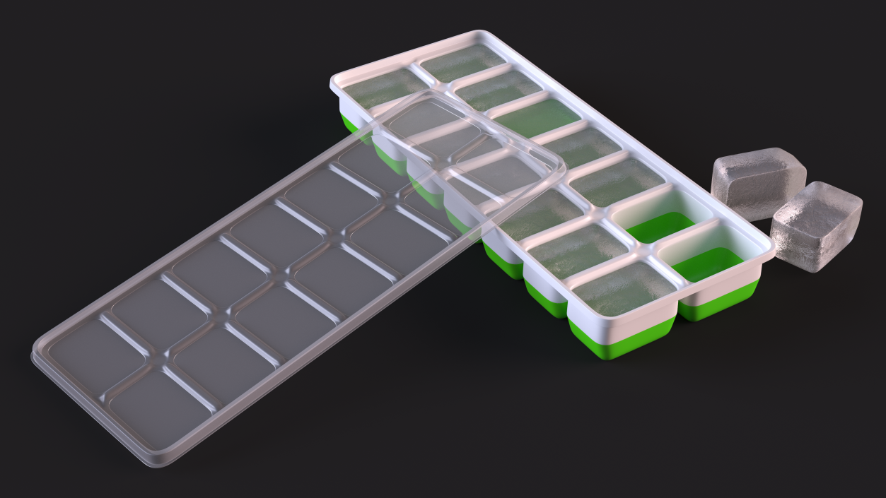 3D model Ice Cube Mold filled with Ice Green