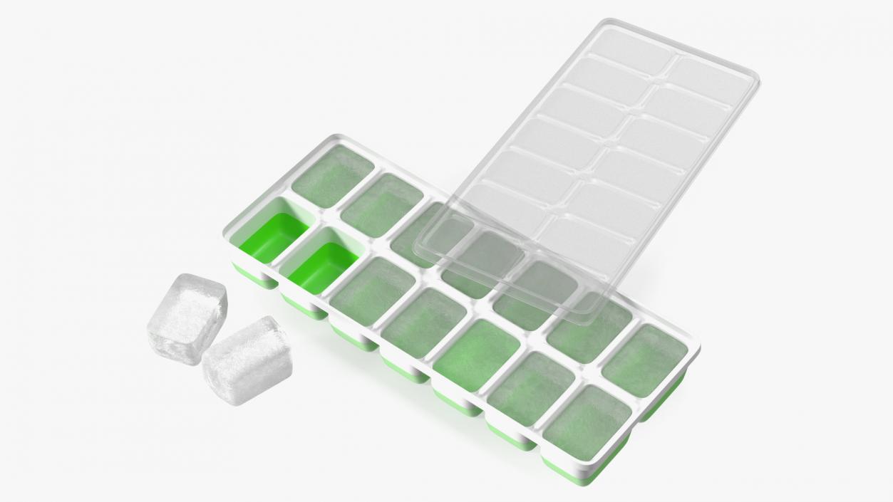 3D model Ice Cube Mold filled with Ice Green