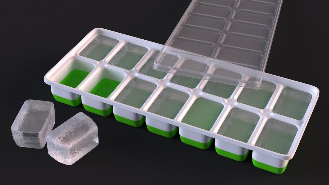 3D model Ice Cube Mold filled with Ice Green