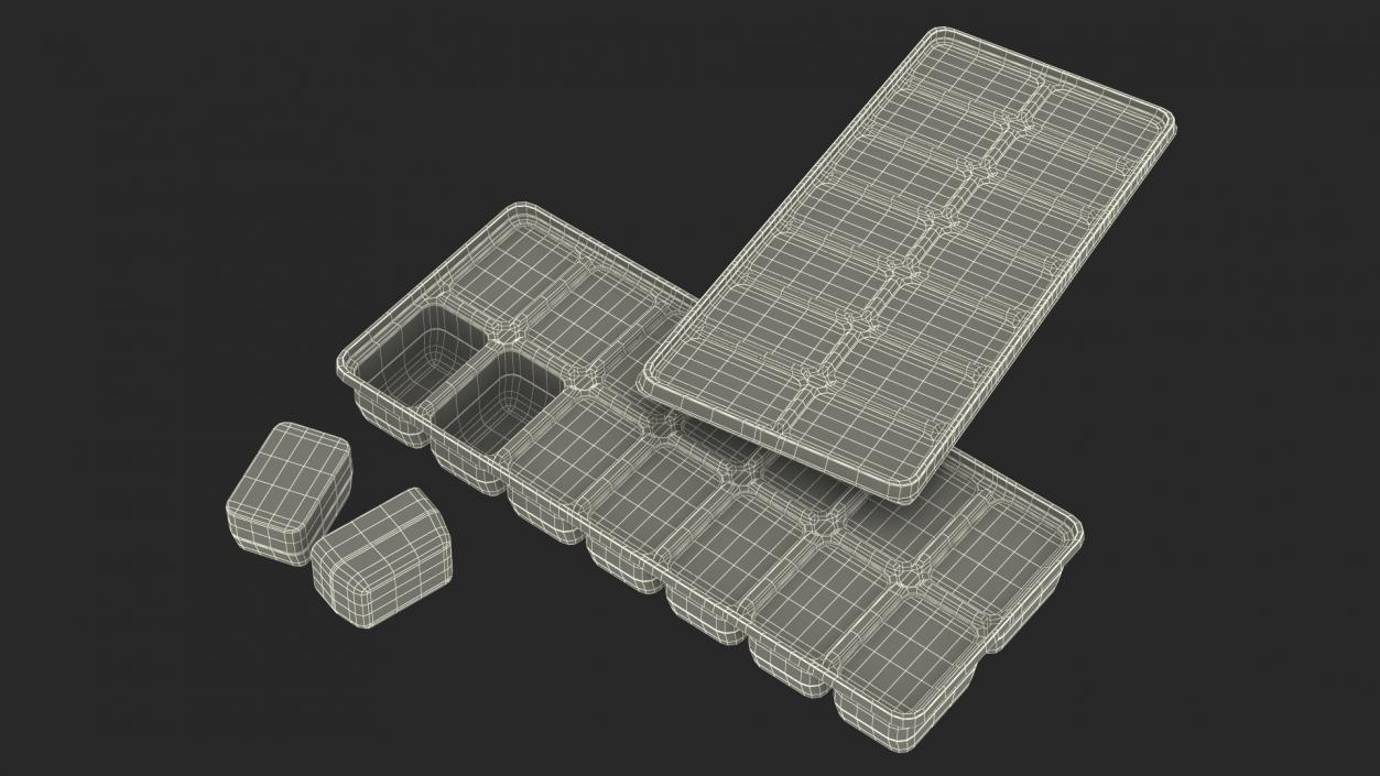 3D model Ice Cube Mold filled with Ice Green