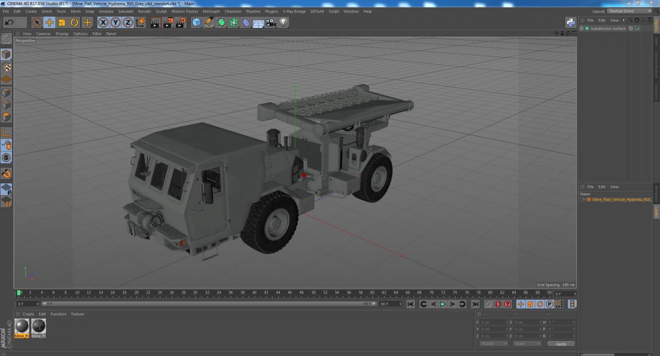 3D model Mine Flail Vehicle Hydrema 910 Grey