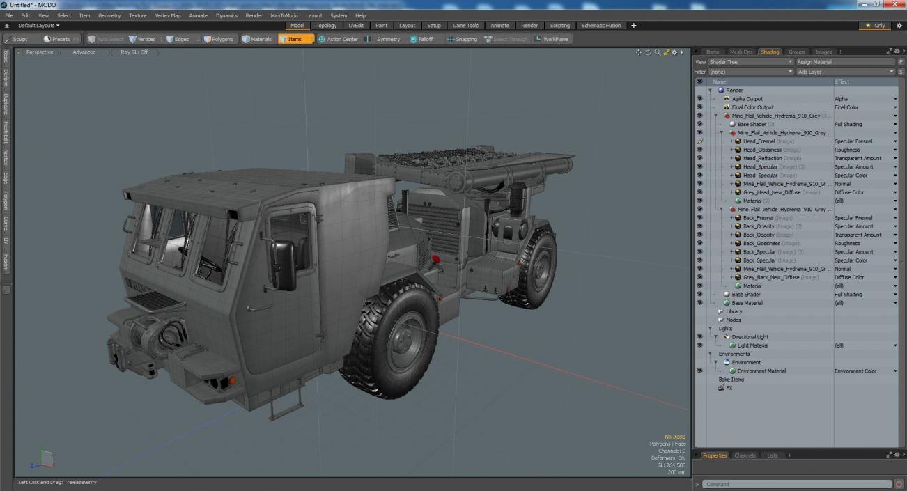 3D model Mine Flail Vehicle Hydrema 910 Grey