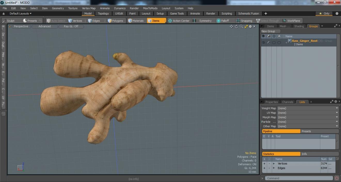 3D model Raw Ginger Root