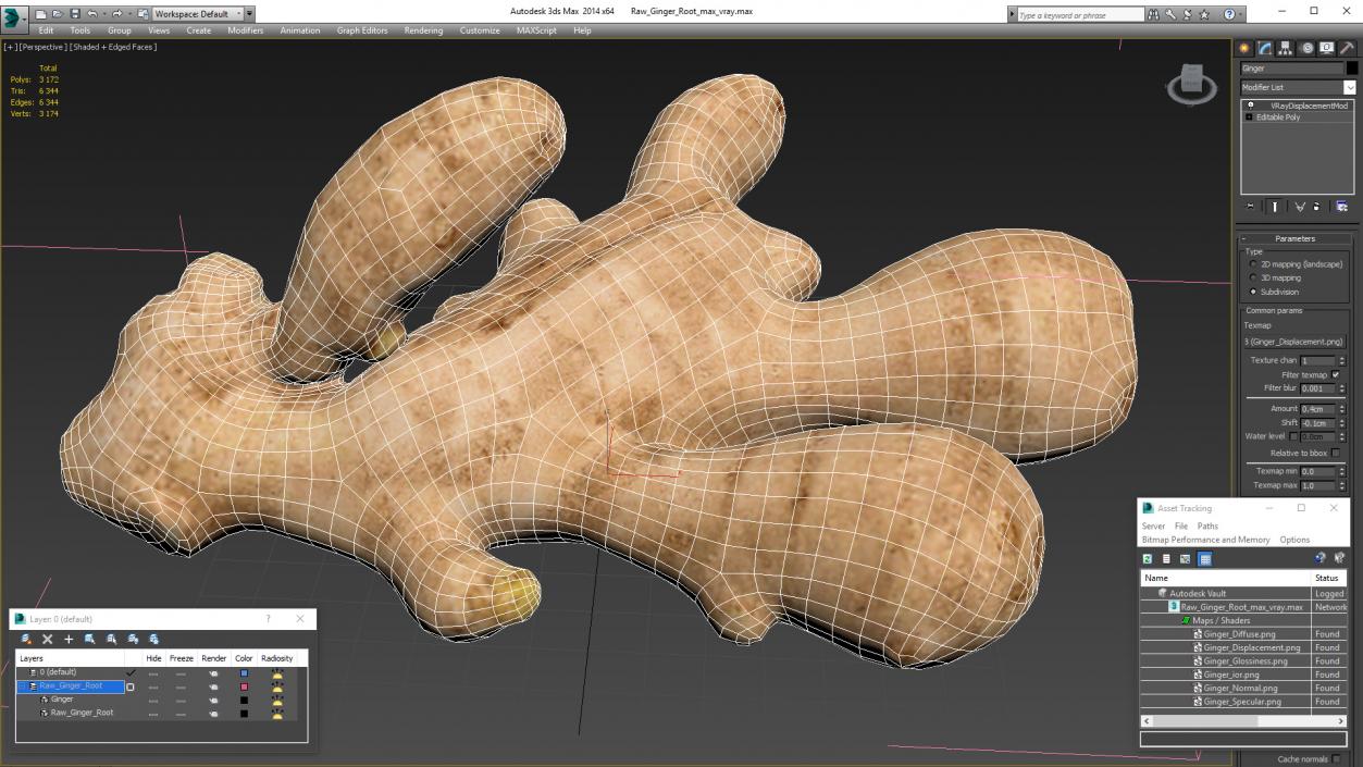 3D model Raw Ginger Root