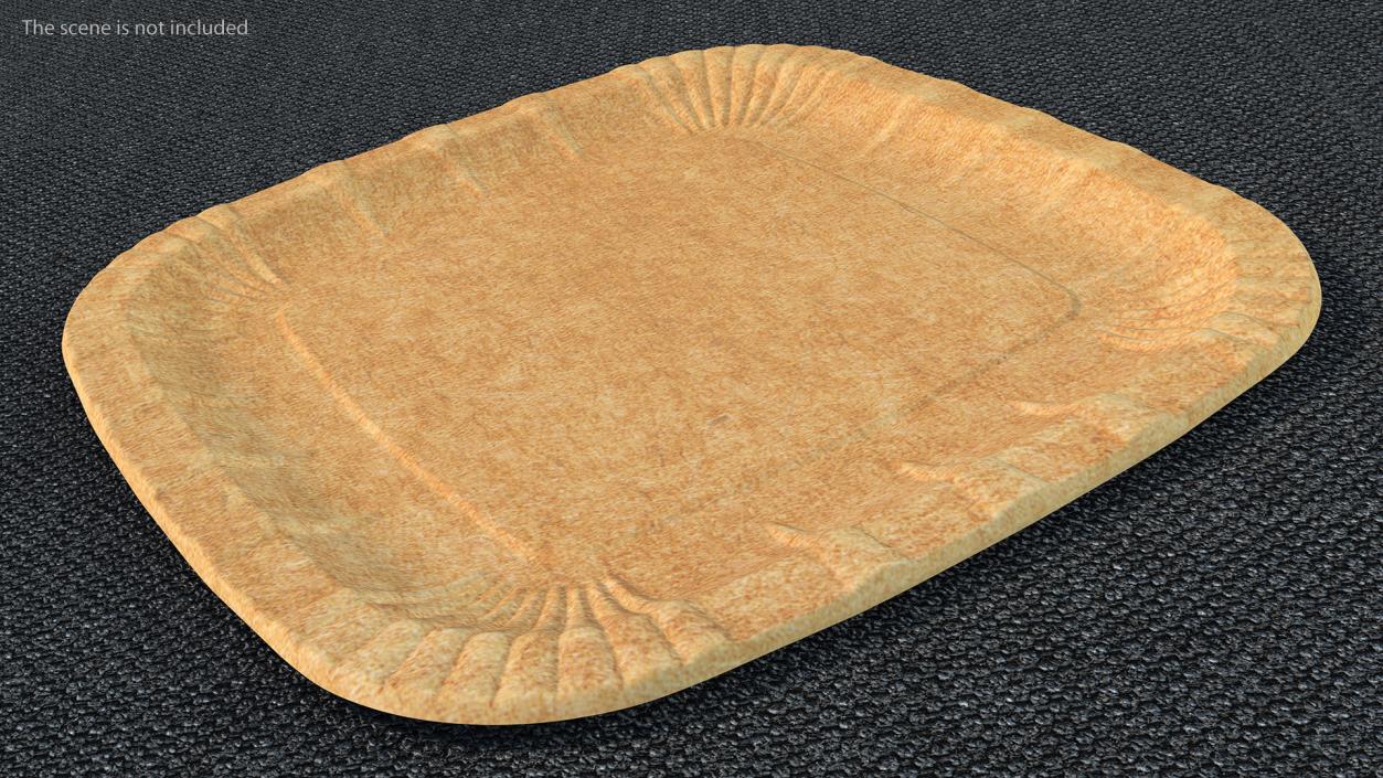 Brown Square Paper Plate 3D model