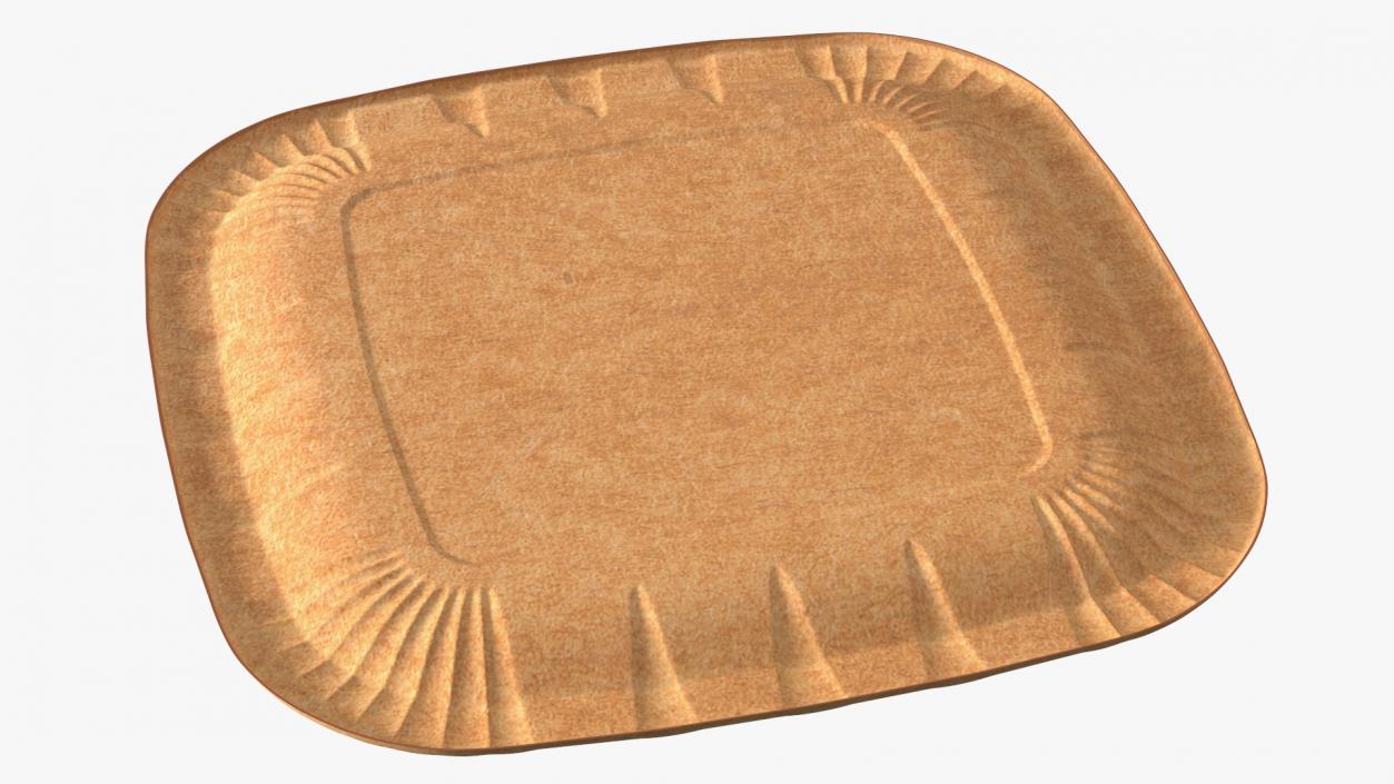 Brown Square Paper Plate 3D model