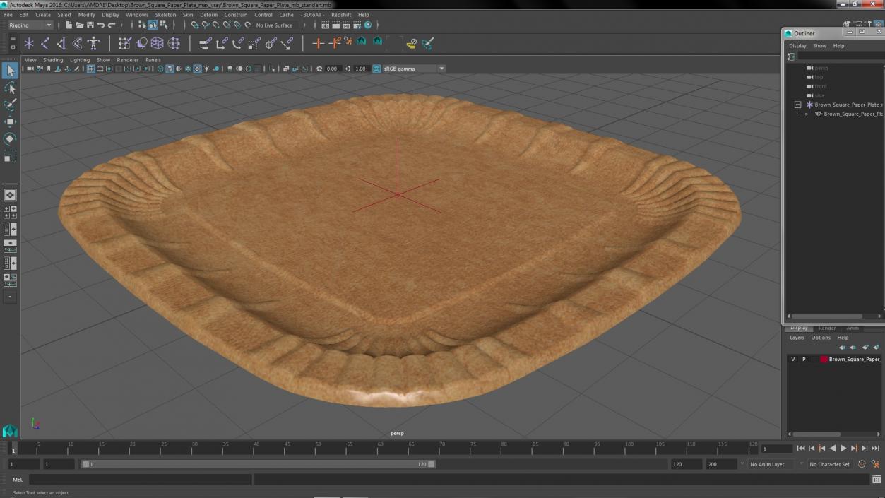 Brown Square Paper Plate 3D model