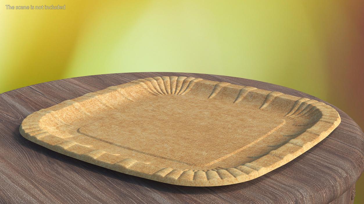 Brown Square Paper Plate 3D model