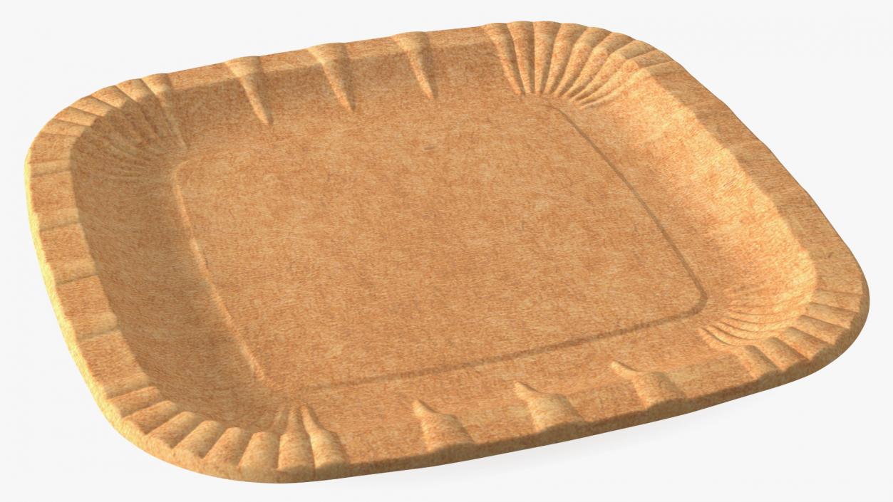 Brown Square Paper Plate 3D model