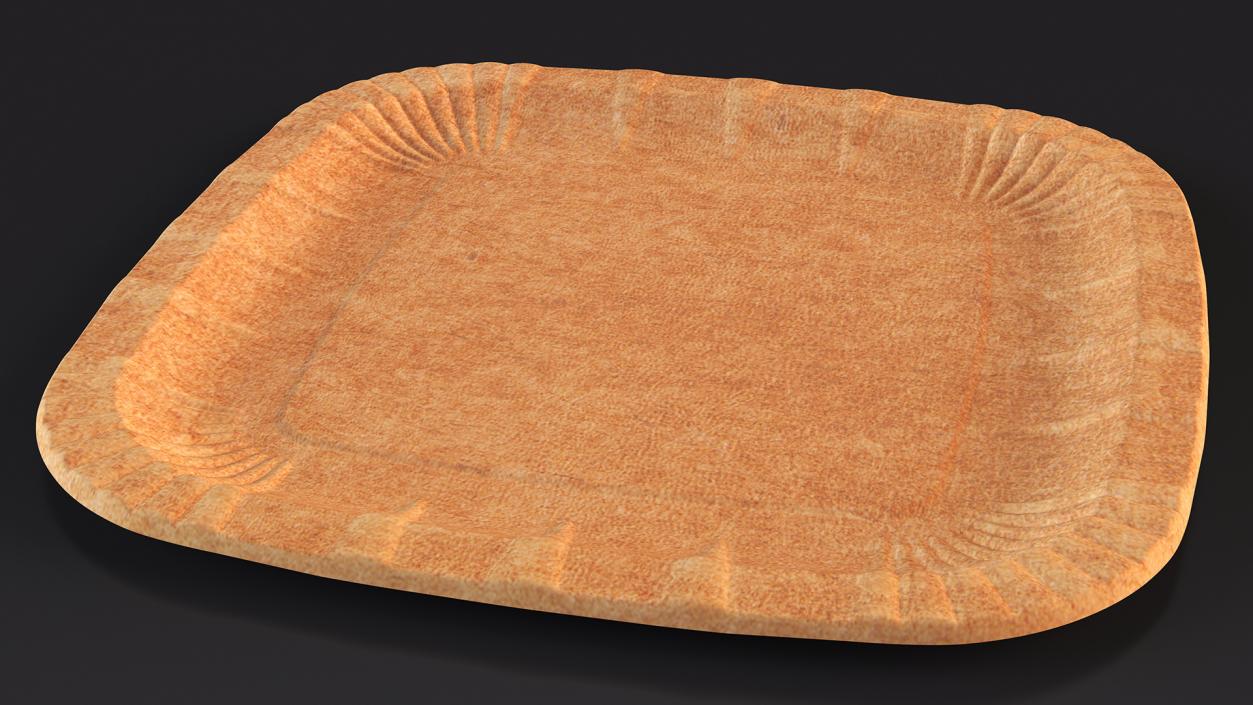 Brown Square Paper Plate 3D model