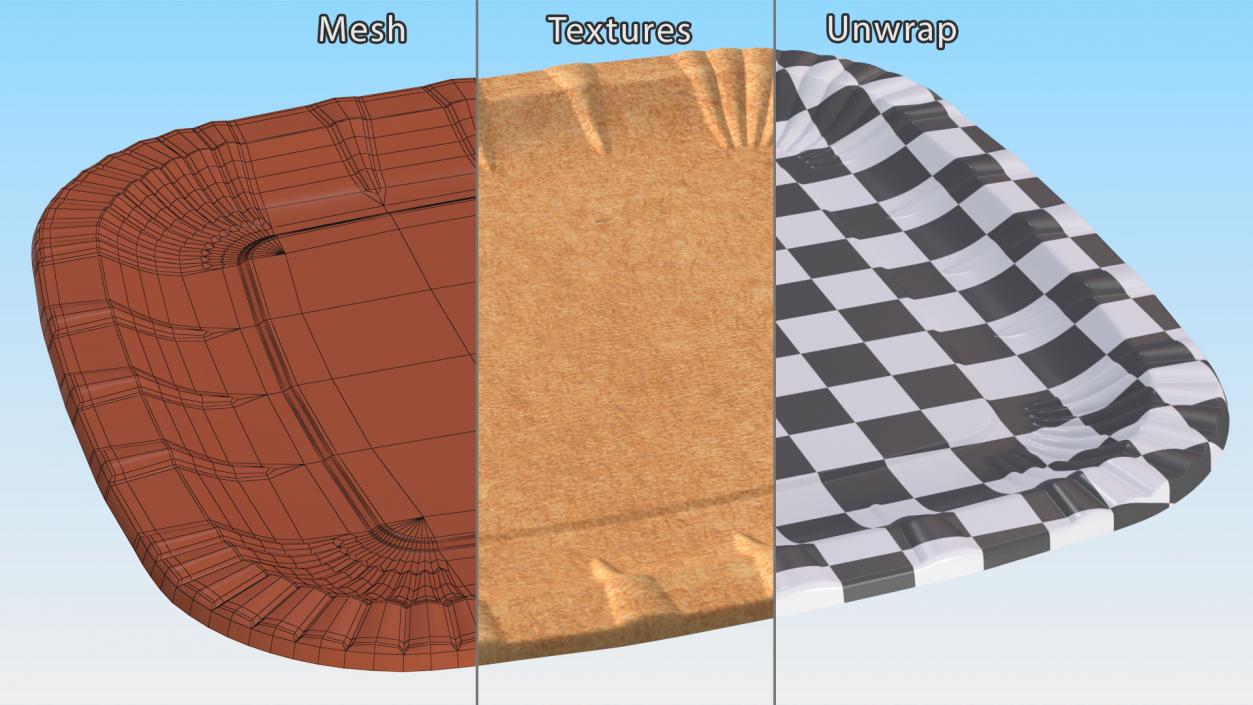 Brown Square Paper Plate 3D model