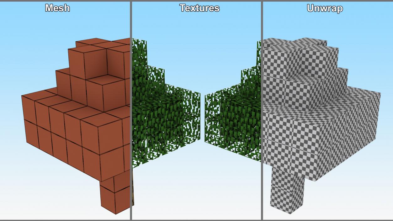 3D Minecraft Oak Tree model