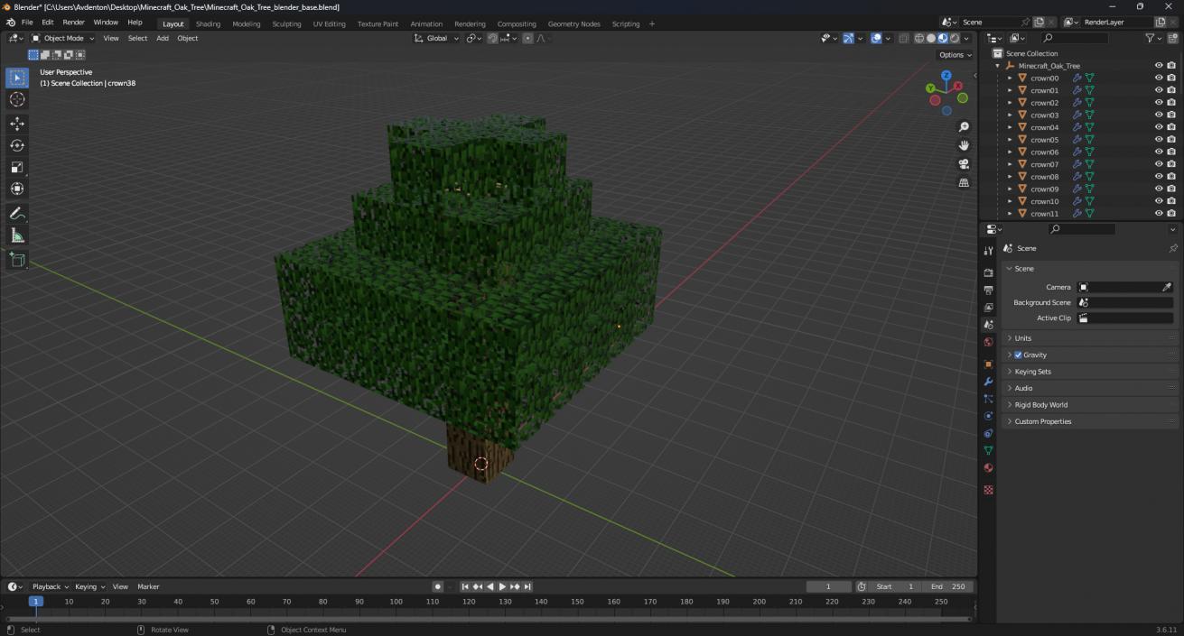 3D Minecraft Oak Tree model