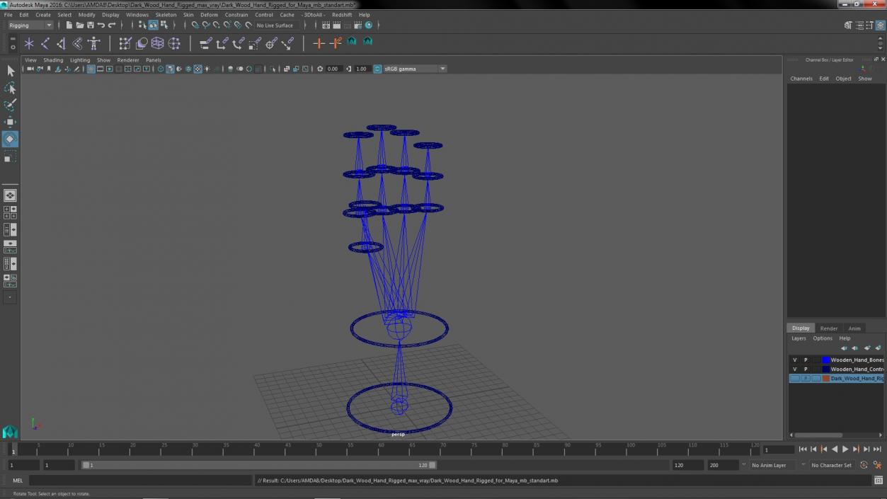 3D model Dark Wood Hand Rigged for Maya