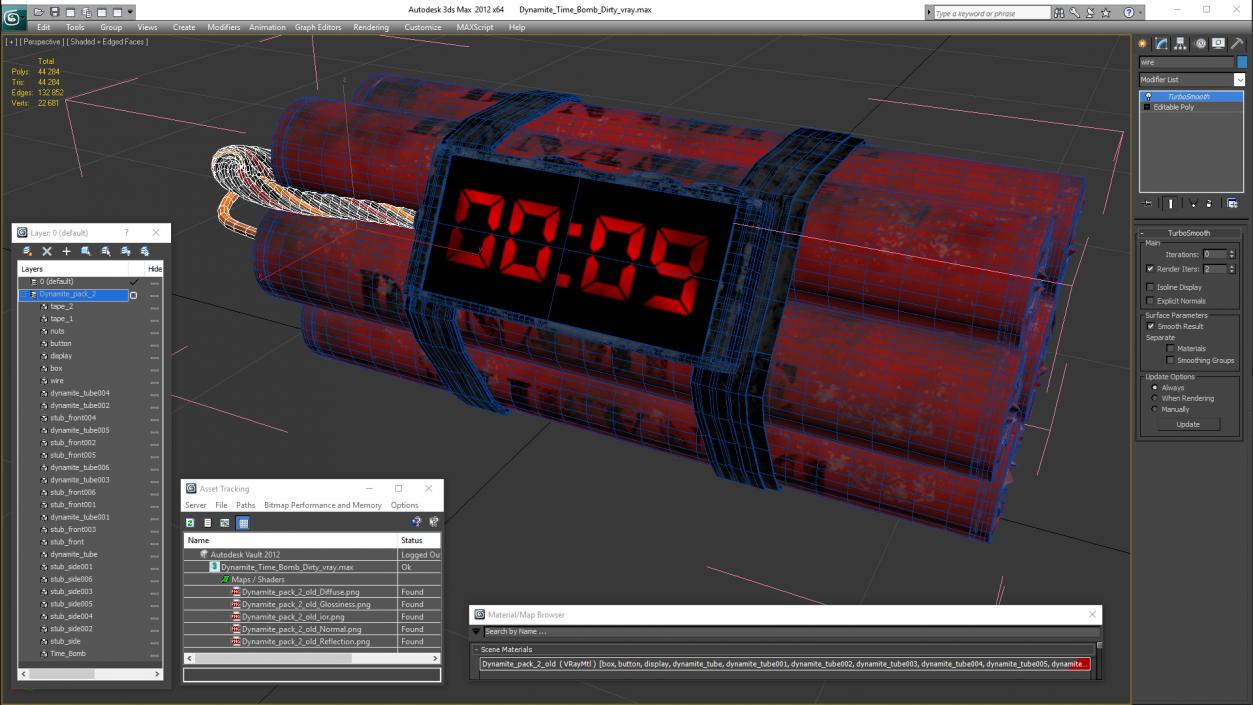 Dynamite Time Bomb Dirty 3D model