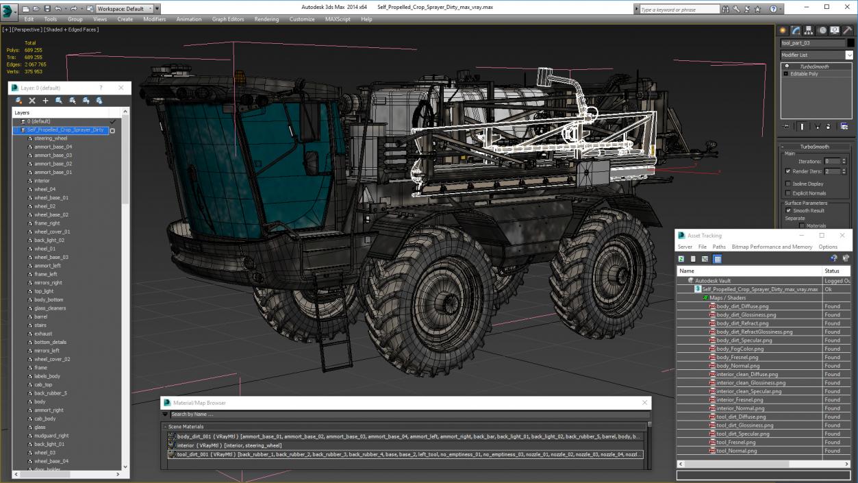 3D Self Propelled Crop Sprayer Dirty model