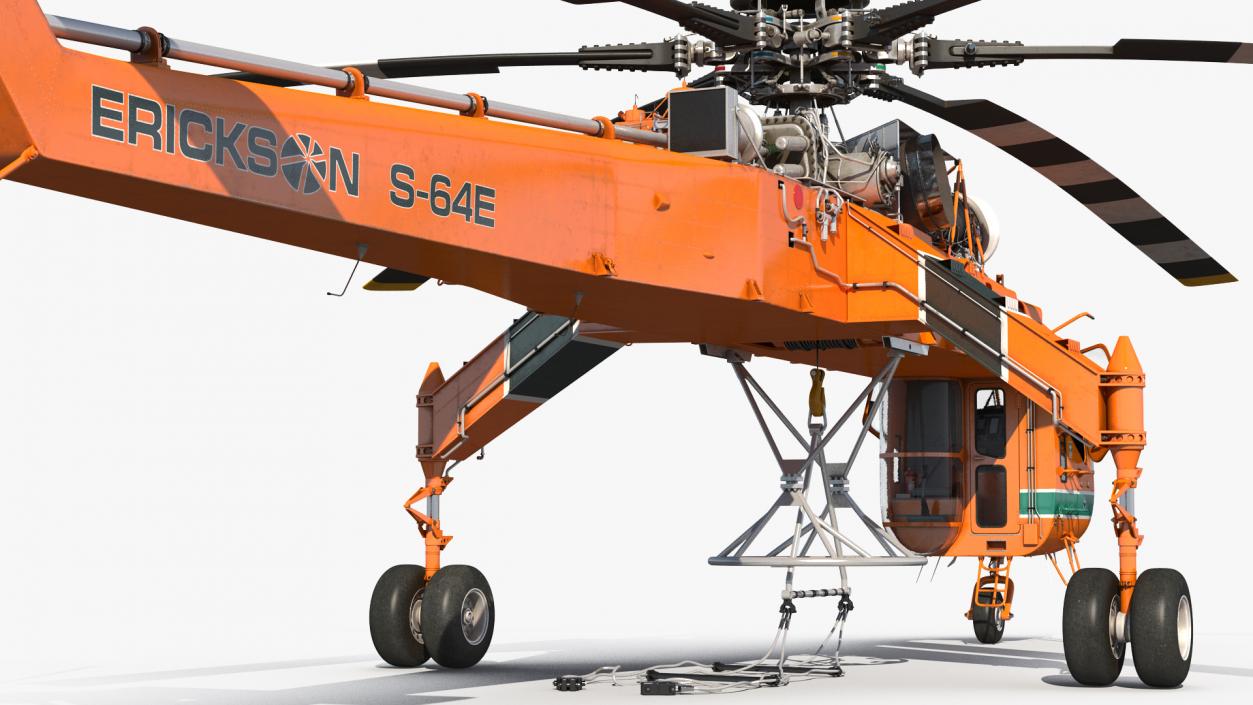 3D Sikorsky S-64 Skycrane Helicopter Cargo Orange