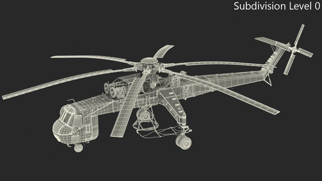 3D Sikorsky S-64 Skycrane Helicopter Cargo Orange