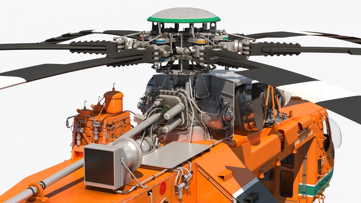 3D Sikorsky S-64 Skycrane Helicopter Cargo Orange