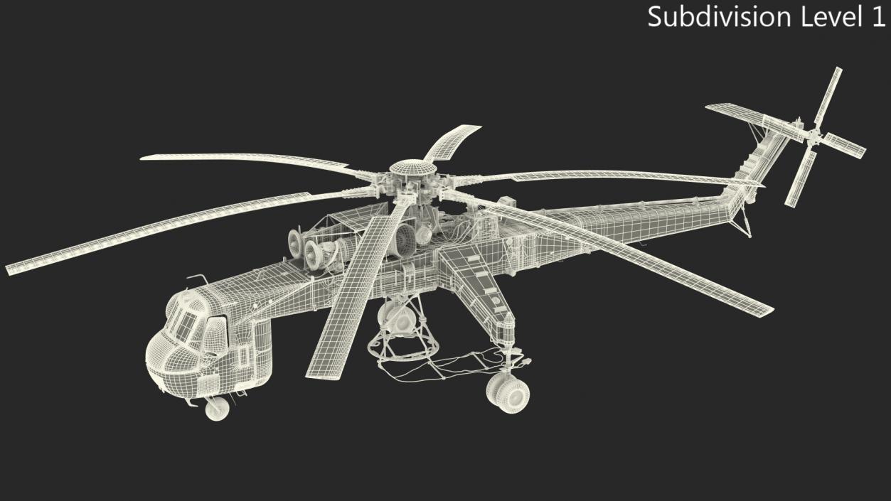 3D Sikorsky S-64 Skycrane Helicopter Cargo Orange