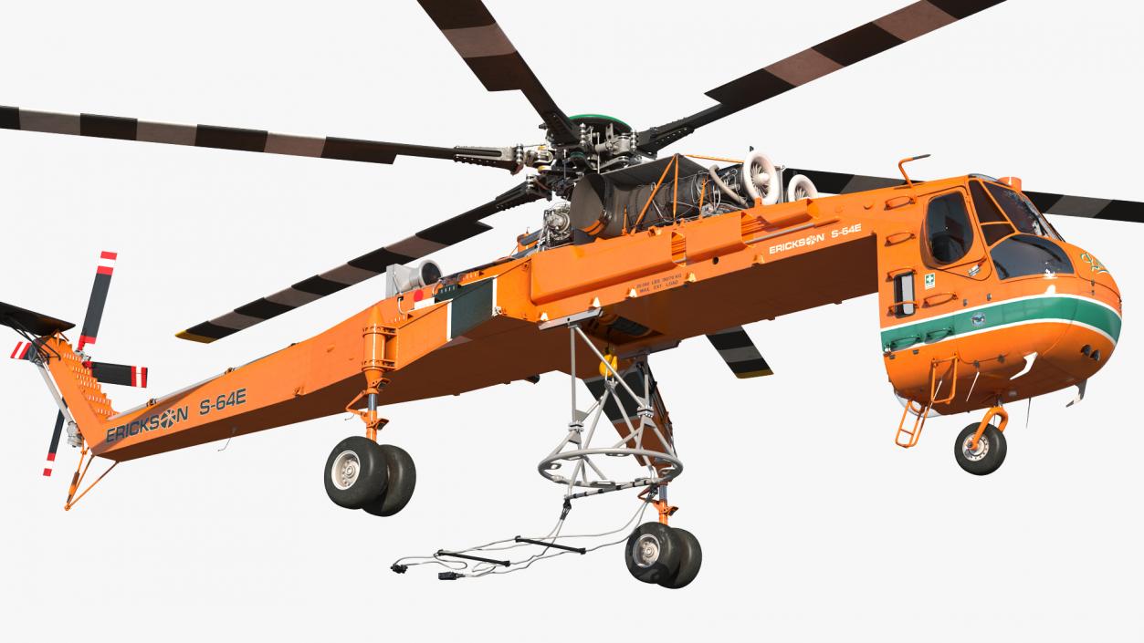 3D Sikorsky S-64 Skycrane Helicopter Cargo Orange