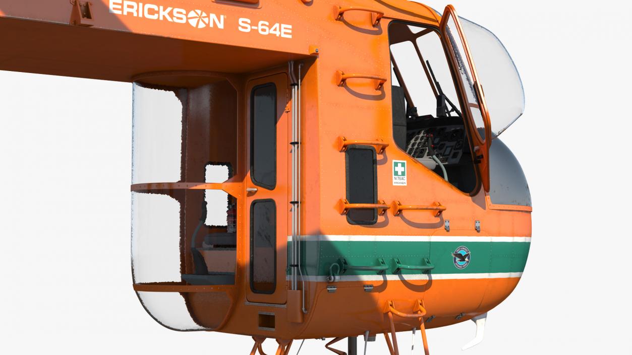 3D Sikorsky S-64 Skycrane Helicopter Cargo Orange