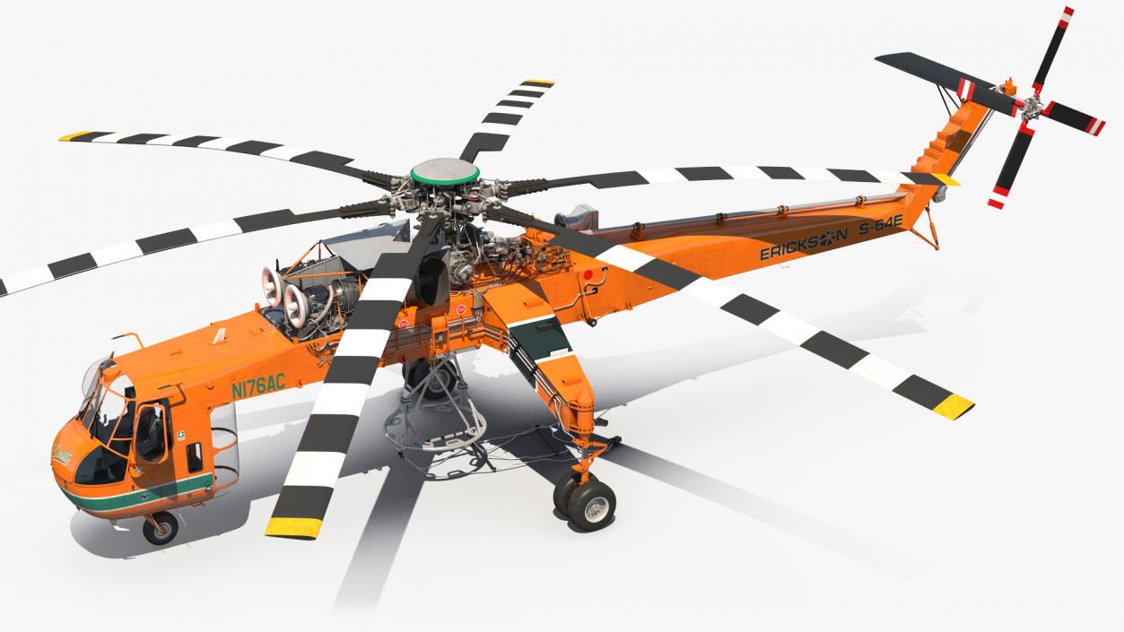 3D Sikorsky S-64 Skycrane Helicopter Cargo Orange