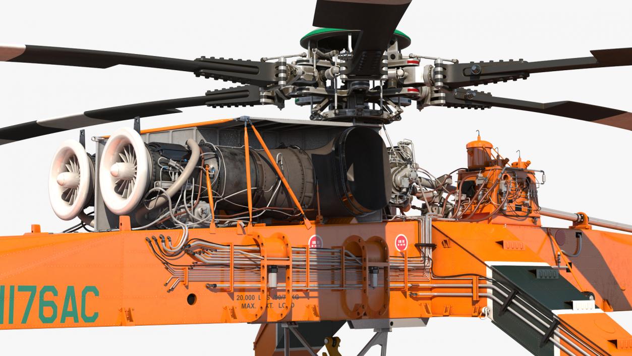 3D Sikorsky S-64 Skycrane Helicopter Cargo Orange