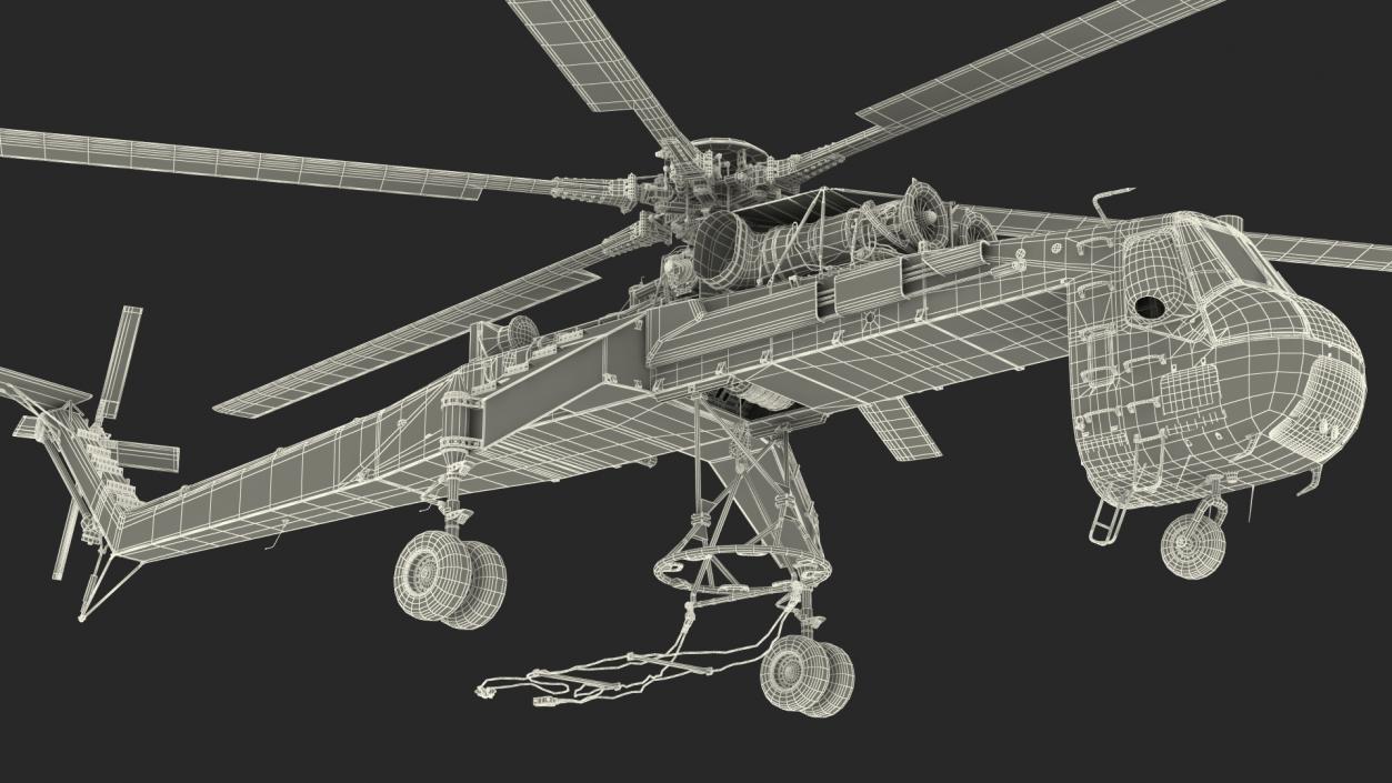 3D Sikorsky S-64 Skycrane Helicopter Cargo Orange