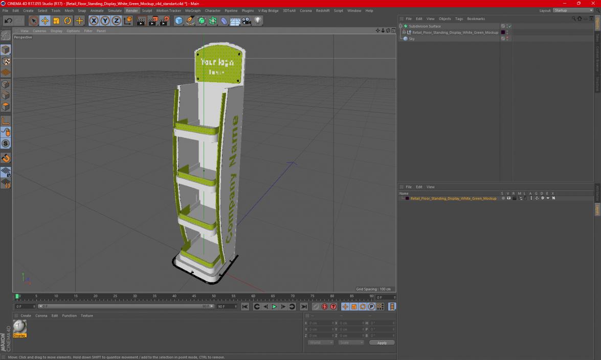 3D Retail Floor Standing Display White Green Mockup model