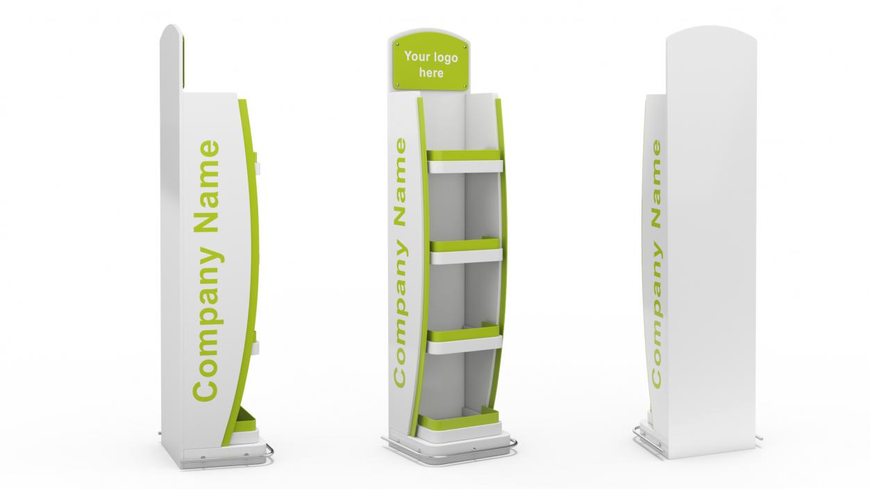 3D Retail Floor Standing Display White Green Mockup model