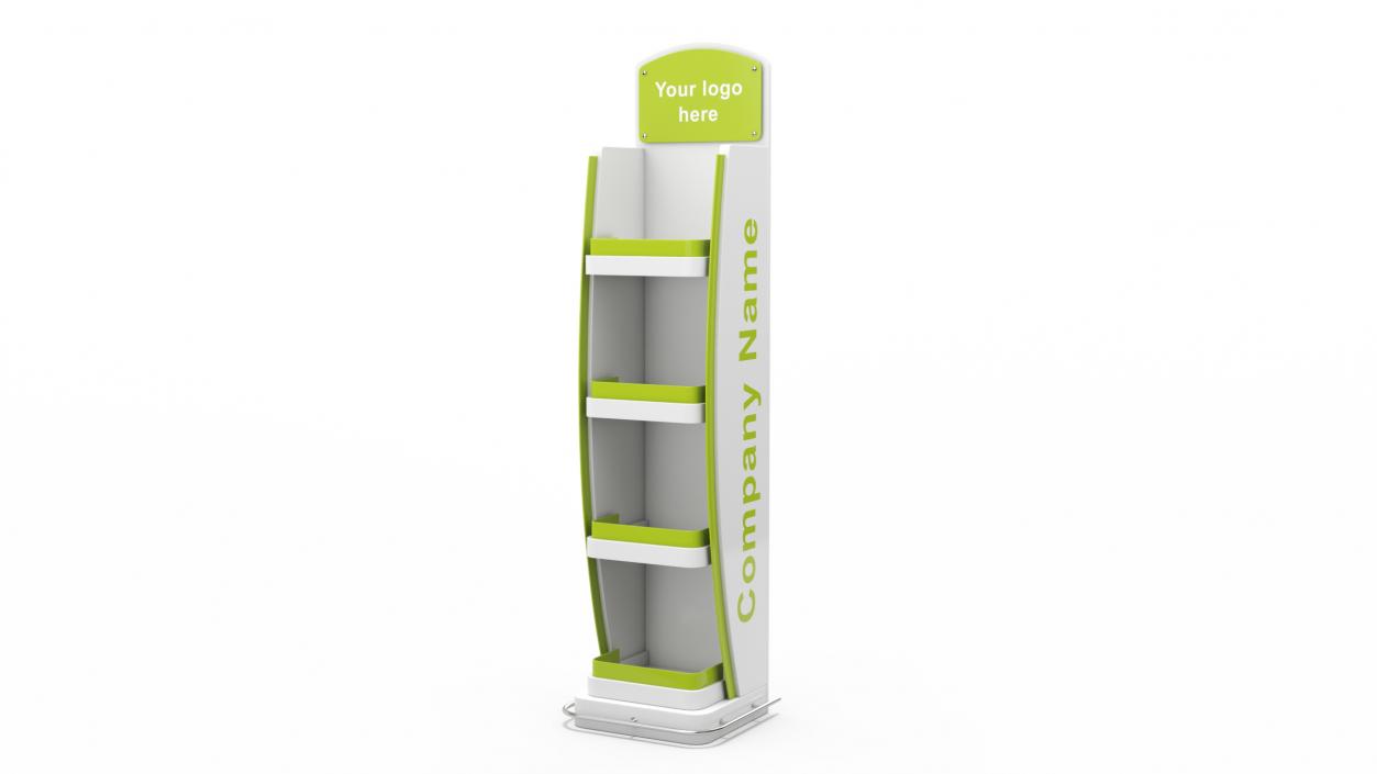 3D Retail Floor Standing Display White Green Mockup model