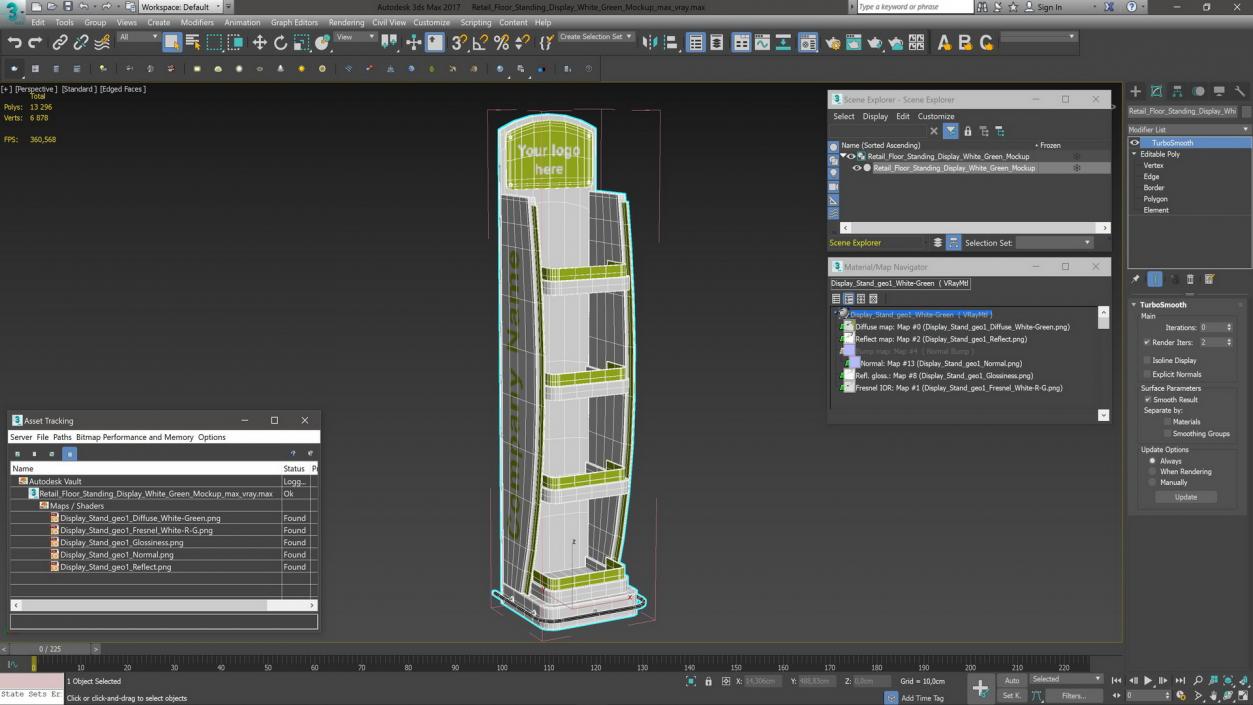 3D Retail Floor Standing Display White Green Mockup model