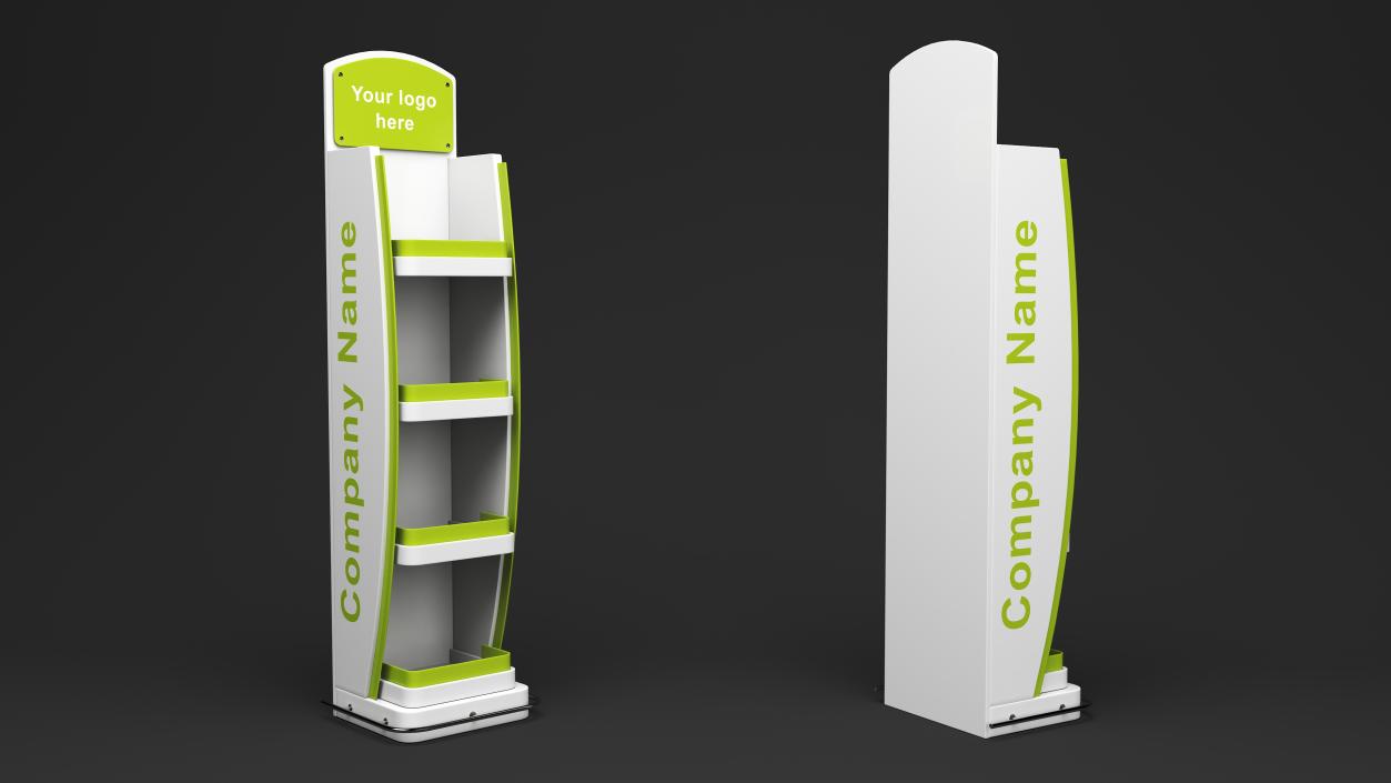 3D Retail Floor Standing Display White Green Mockup model