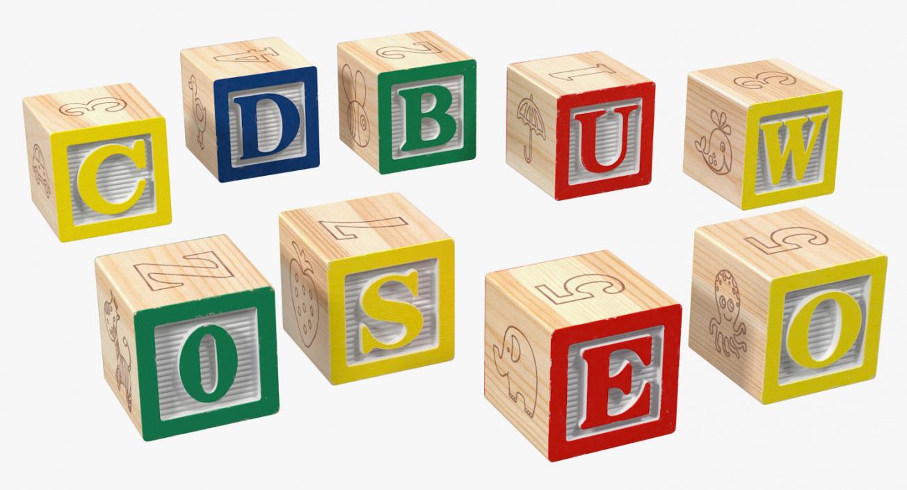 3D Wooden Letters Blocks