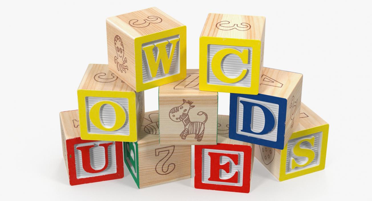 3D Wooden Letters Blocks