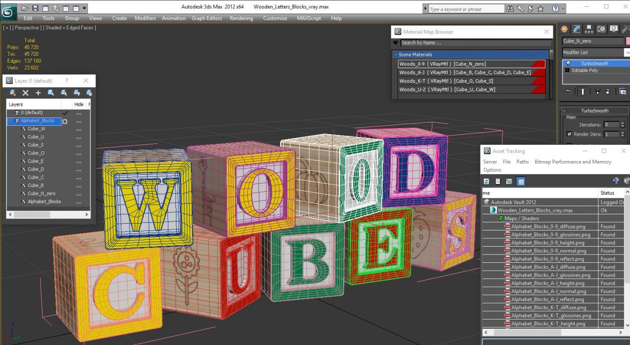 3D Wooden Letters Blocks