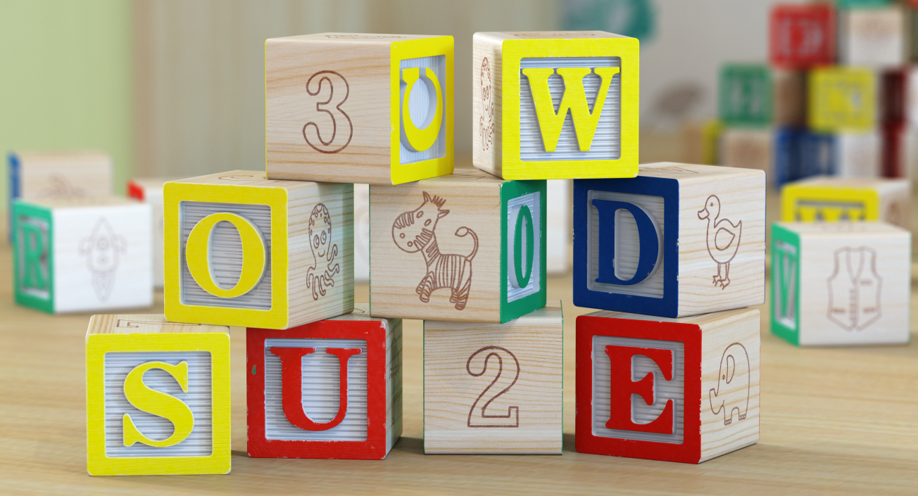 3D Wooden Letters Blocks