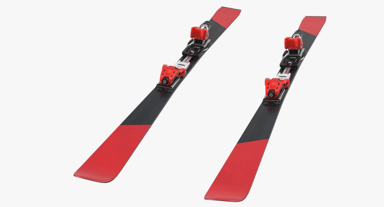 3D Red Ski Equipment Collection model