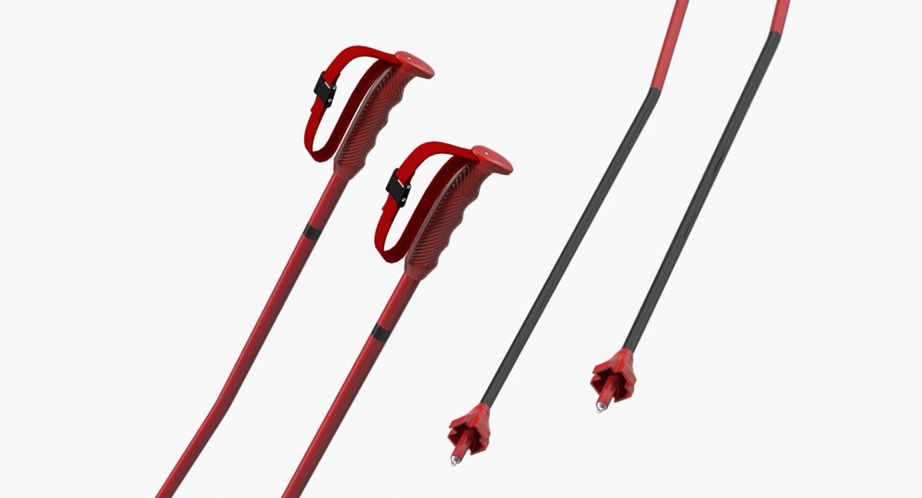 3D Red Ski Equipment Collection model