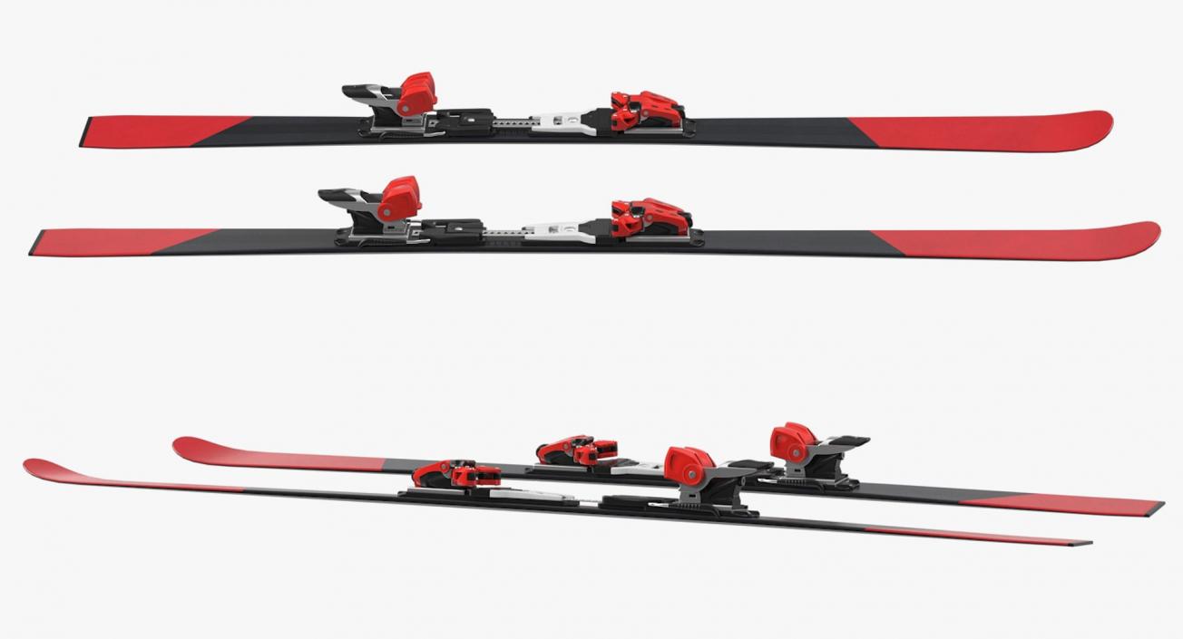 3D Red Ski Equipment Collection model