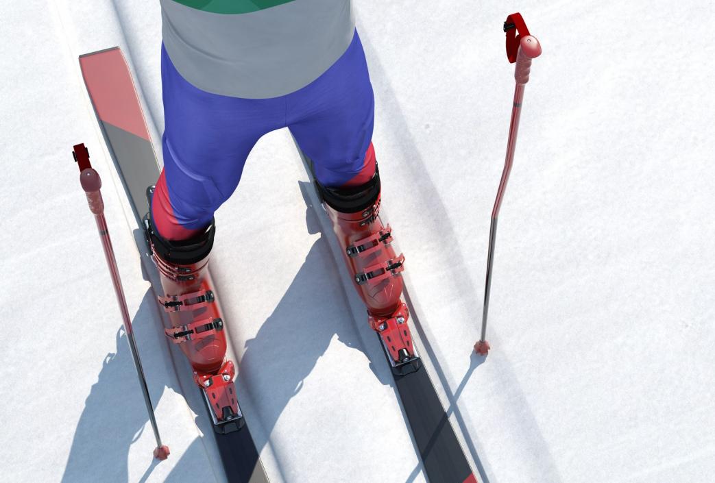 3D Red Ski Equipment Collection model