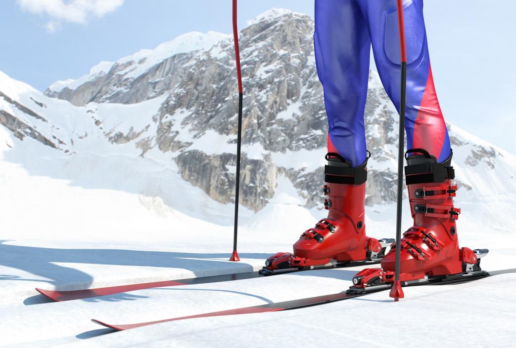 3D Red Ski Equipment Collection model