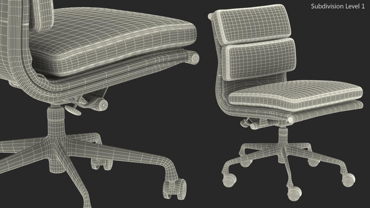 Chair Conference with no Arms Blue 3D model