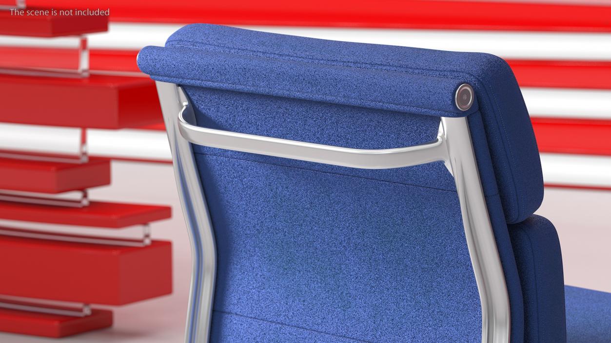 Chair Conference with no Arms Blue 3D model